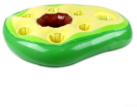 Yuanpgky Porte-boisson flottant pour piscine et – Accessoires de piscine gonflables en PVC avec plusieurs fentes pour tasses, pour un dégonflage facile pour la plage, le jardin et le W (AVOCADO)