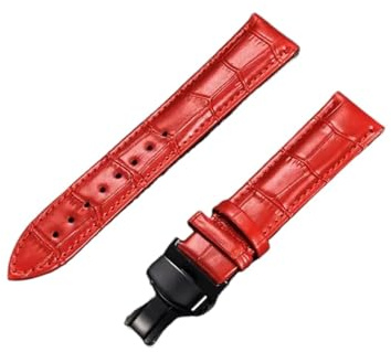 FYXT 18mm 20mm 22mm 24mm Bambumönsterarmband Fjärilsspänne Business Casual Klockarmband Klocktillbehör Grönt(Red-black,18mm)