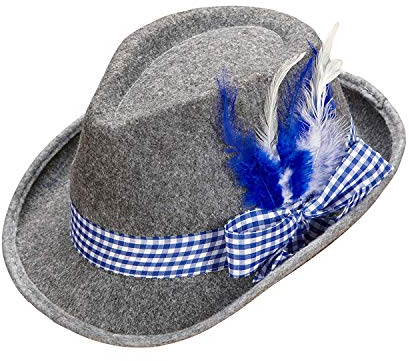 W WIDMANN MILANO Party Fashion - Bayerischer Fedora, mit Band und Federn, aus Filz, Hut, Tracht, Kopfschmuck, Accessoire