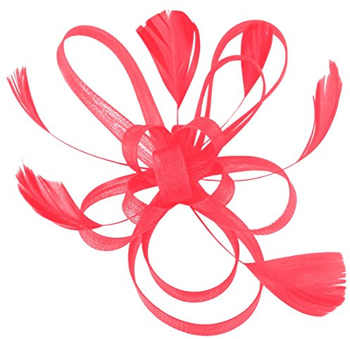 Aurora Collection Fascinator mit Zierschleifen und Federn - hot pink