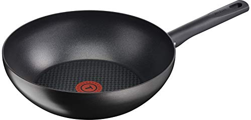 Tefal So Recycled G11019 Round Wok/Stir–Fry Pan – Saucepan (Round, Wok/Stirfry, Black, Titanium Pro, Aluminium, Thermo-Spot)