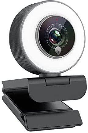 Angetube Streaming 1080P HD Webcam Built in Adjustable Ring Light and Mic. Advanced autofocus AF Web Camera for Google Meet Gamer Facebook YouTube Streamer