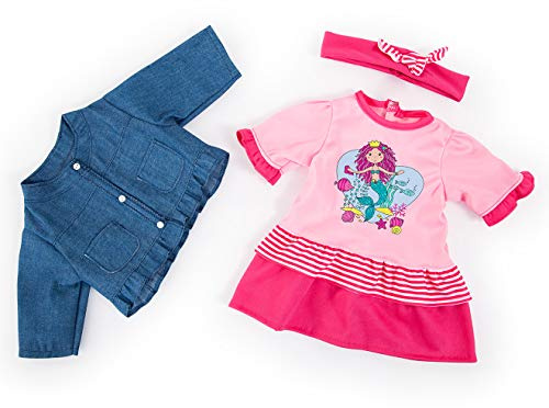Bayer Design- Ropa 33 a 38 cm, Accesorios para muñeca, Vestido, Chaqueta y Cinta para el Pelo, Traje, Juego con la Sirena, Color rosa, azul (83882AA) , color/modelo surtido