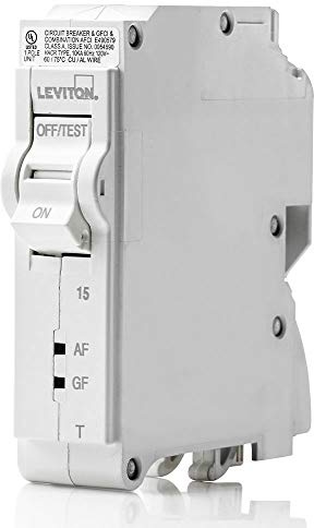 Leviton 15A 1-Pole Plug-On AFCI/GFCI Branch Circuit Breaker, Thermal Magnetic, 120 VAC, LB115-DFT, White