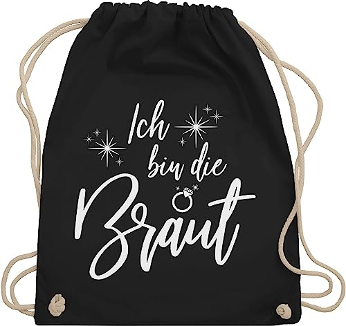 Shirtracer Turnbeutel Rucksack - JGA Junggesellenabschied Frauen - Ich bin die Braut Bride - Unisize - Schwarz - hen party accessories brauttaschen jungesselnabschied juterucksäcke brautbeutel