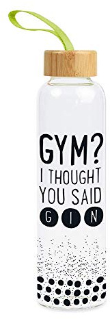 Grafik Werkstatt Trinkflasche aus Glas mit lustigem Spruch | mit Griffschlaufe | 550 ml | Gym?