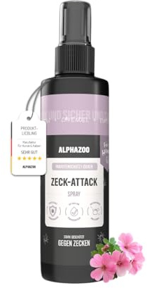 alphazoo Zeck-Attack Anti Zecken Spray für Hunde 250ml I Natürliches Mittel gegen Zecken mit Sofortwirkung I Langzeit Zecken Schutz