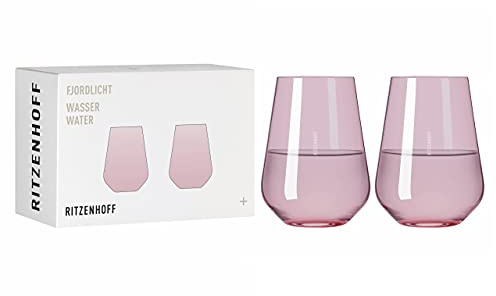 RITZENHOFF 3651003 Wasserglas 500 ml - Serie Fjordlicht Nr. 3, 2 Stück mit Farbverlauf Berry - Made in Germany, Beere | Artikelnr. 3651003, Serie Fjordlicht, 2 Wassergläser 500 ml, Kristallglas, spülmaschinenfest