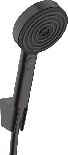 hansgrohe Duschset Pulsify Select S, Duschkopf mit Schlauch und Halterung, Handbrause mit 3 Strahlarten Relaxation, Mattschwarz