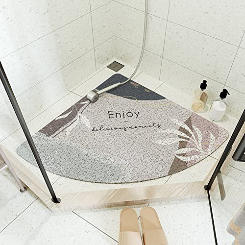 MOTT 50 Eck-Luffa-Duschmatte, halbrund, rutschfeste Badematte, Sektor gebogen, Quadrant-Badematte mit Abfluss, Sicherheitsmatte für Dusche, 54 x 54 cm
