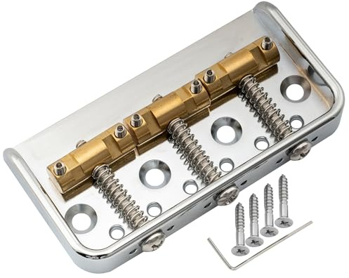 Musiclily Ultra 54mm(2-1/8 inch) Vintage Short Tele Bridge with Solid Aluminum Plate Brass Compensated 3-Saddle for Telecaster Style Electric Guitar, Chrome