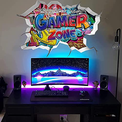 TOARTi Multicolored Gamer Zone Wall Stickers for Gamer Bedroom Accessories
