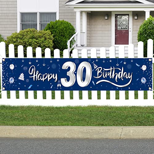 GoldRock Deko Banner für Männer & Frauen zum 30. Geburtstag - 210 cm x 40 cm Blaue Geburtstagsdeko