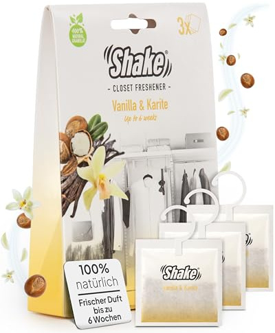 SHAKE Sachets parfumés pour penderie (vanille et beurre de karité) • Coussin parfumé pour armoire, tiroir, salle de bain, sac, voiture • Parfum d'ambiance contre les mauvaises odeurs • Parfum à