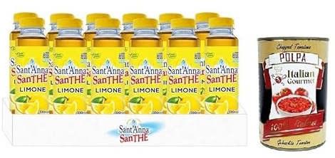 Italian Gourmet Santhè tè al limone Eistee Zitrone 12 x 330ml PET Getränk | Bevanda rinfrescante senza glutine, pfandfreie Einwegflasche für Pause, Gesamtnettogewicht 3,96 L + Kostenlos Polpa 400g