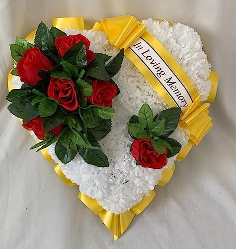 Silky Bouquets Heart Silk Funeral Flower Artificial Tribute Wreath Memorial Dad Faux Gift