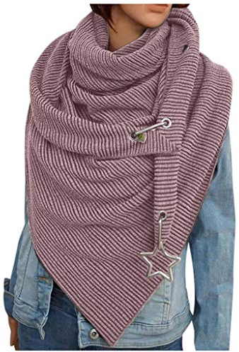GBEN Damen XXL Strick Dreieck Schal großen Schals Halstuch Frauen Winterschal Herbstschal Poncho Lauschig Strickschal Einfarbig Wrap Schal Lange Stola Damenschal (Pink, One Size)