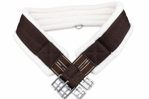 Equipride Superweiches Nerz-/Teddyfell, synthetisches Band, beidseitig elastisch, 110 cm, Braun/Weiß