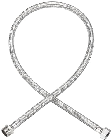 QUARKZMAN 32 Zoll langer Wasserhahn-Zulaufschlauch, G1/2 weibliches Druckminderungs-Gewinde x G1/2 männlicher Anschluss gerades Gewinde, 304 Edelstahl-Wasserzulaufschlauch