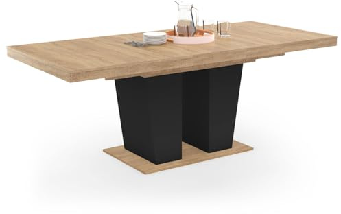 IDMarket - ELIAD tavolo da pranzo rettangolare allungabile 6-10 persone legno e nero 160-200 cm
