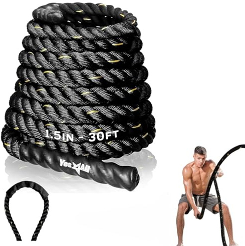 Yes4All Für alle Altersgruppen geeignet Kampfseile Zubehör, 3,8 cm – 9 m, Battle Rope-No Cover
