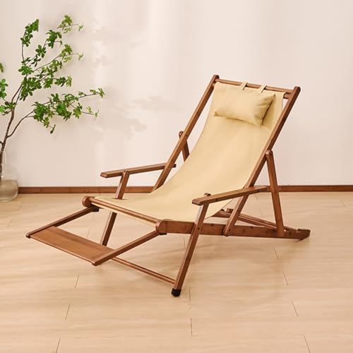 GIZNXBA Gartenstühle Holz Klappstühle Balkon Terrassenstühle Modern, Faltbare Outdoor Campingstuhl Höhenverstellung Tragbare Balkonstühle Mit Polyester Leinwand