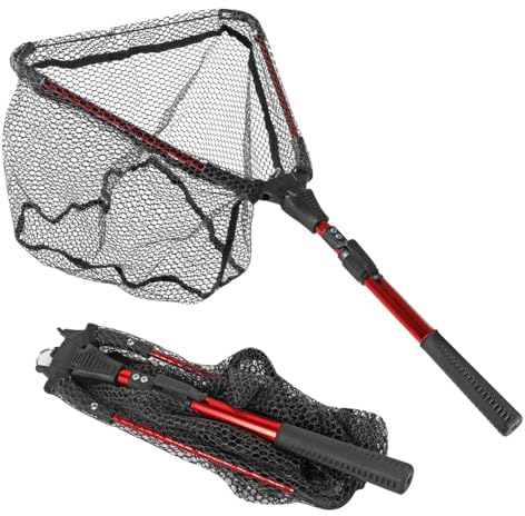 Roysmart Épuisette de pêche avec poignée télescopique, épuisette pliable télescopique pour kayak, salmon, chat, facile à attraper et à libérer