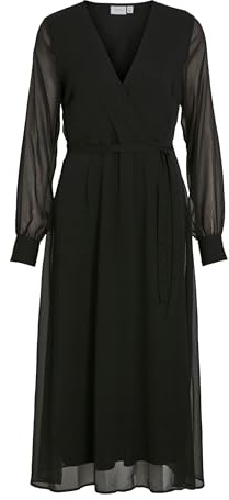 VIFALIA V-Neck L/S Midi Dress - Noos, Negro, 42 Mujeres