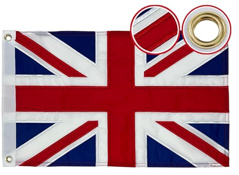 Flagolden Bestickte britische Flagge, 30,5 x 45,7 cm, kleine britische Union Jack-Flaggen für Boot, Auto, UTV, lebendige Farben, Outdoor-Flagge von England mit 2 Messingösen