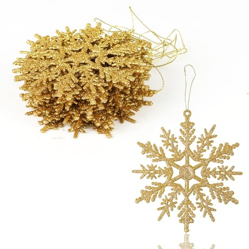SULOLI 12pcs Pendentif de Noël Flocon de Neige 10cm Décorations à Suspendre