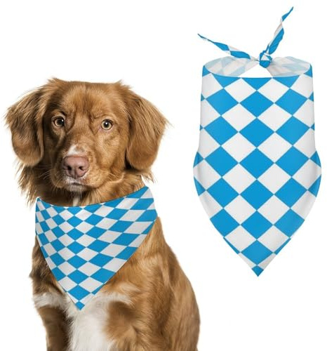 Hundehalstuch, Motiv: Bayerische Oktoberfest-Flagge, verstellbarer Halstuch, für kleine bis große Haustiere, stilvolles und bequemes Zubehör für Hunde und Katzen
