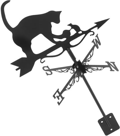 ROMISBABA Dekorativer Edelstahl Windrichtungsanzeiger Für Garten Robuster Wetterhahn Im Katzen-Design Einfach Zu Montieren Und Langlebig Für Dach Und Außenbereich