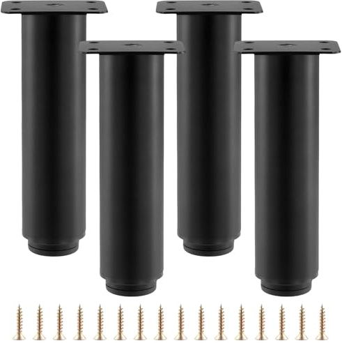 CHEUKYIU 4 Stück 15-27 cm Möbelfüße Verstellbar, Möbelfüße Höhenverstellbar mit Schrauben, Metall Schwarz Möbelbeine für Sofa Nachttisch Bett Schrank
