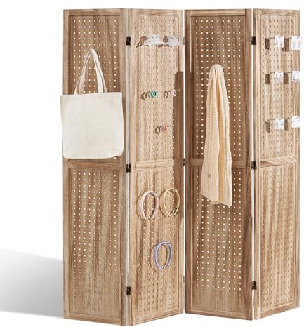 VEVOR Divisorio in legno, 4 pannelli, pieghevole, per la privacy, alto 167 cm, divisorio decorativo portatile, per la separazione di stanze, casa, ufficio, ristorante e camera da letto
