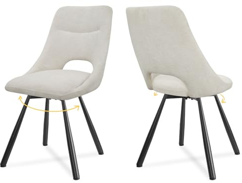 LEWE Esszimmerstühle drehbar 2er Set, 360° Drehstuhl, Kaschmir-Stoff | Ergonomischer Polsterstuhl mit Durchbrochene Rückenlehne, Breitere Sitzfläche, Armlos, für Esszimmer Wohnzimmer Schlafzimmer