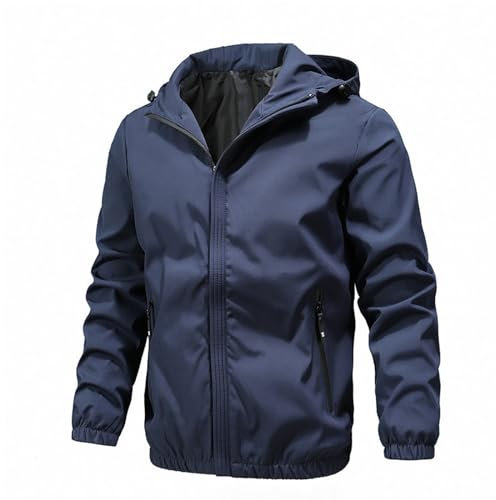 Mens Outdoor Softshell Jackets Waterproof, Sports Jackets Mens Hood With Zip Pockets Bomber Jackets Rcoats Outdoor Trench Coat Windbreaker Walking Outerwear Jackets For Hunting Fishing