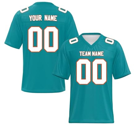 Yunshenla Personalisiert American Football Kostüm Oversize Rugby Trikot Herren Damen Kinder Jugend Custom Jersey Personalized Name Und Number Kindertrikots, Personalisierbar Oder Blanko, S 7XL
