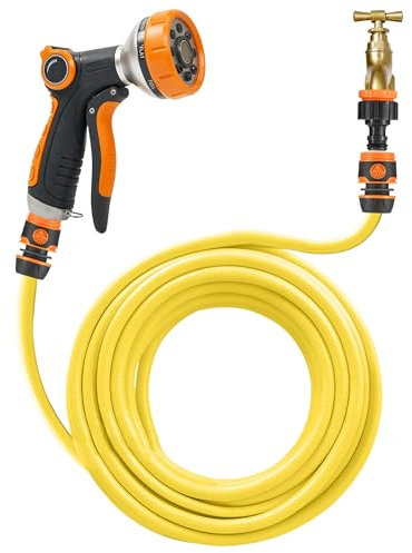 5pc Outdoor Dog Shower Kit Including 2.5M Garden Hose Pipe, Hosepipe Connector, Tap Connector and Spray Gun - Dog Hose Shower Outdoor Pet Wash Station for Muddy Animals - Pet Cleaning Accessories