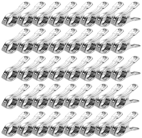 Confezione da 40 mollette in metallo in acciaio inox per rete da giardino, versatili mollette in acciaio inox, per telo mare e copertura per piante