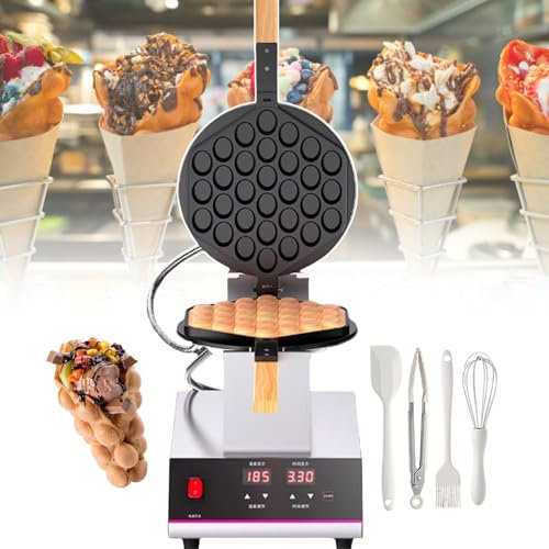 Stainless Steel Bubble Waffle Maker - 1400W Double-Sided Heating, Adjustable Temperature & Timer, Ideal for Commercial Use in Food Trucks, Cafes, and Bakeries