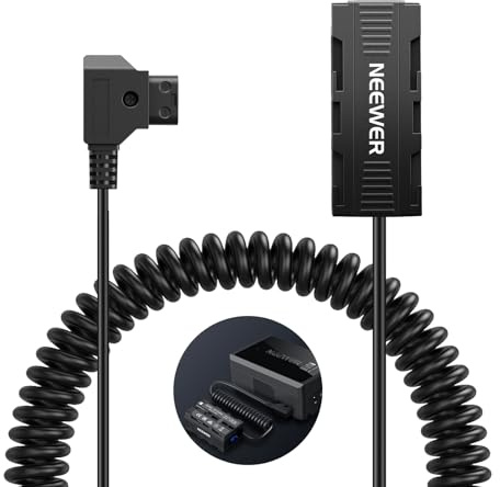 NEEWER Doppelseitiger Dummy Akku Adapter mit Display, gewickeltes D Tap auf USB C Splitter Ladegerät, kompatibel mit Atomos Ninja Shinobi Monitor DJI SDR Videosender Sony NP-F970/750/550, VP-F550X2