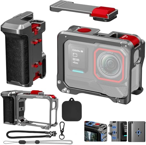 Honbobo Xplorer Impugnatura Kit per Insta360 Ace Pro 2, Ripresa Handle Grip Metallo Camera Gabbia Orizzontale Verticale Telaio Accessori per Insta360 Ace Pro/Ace Pro 2