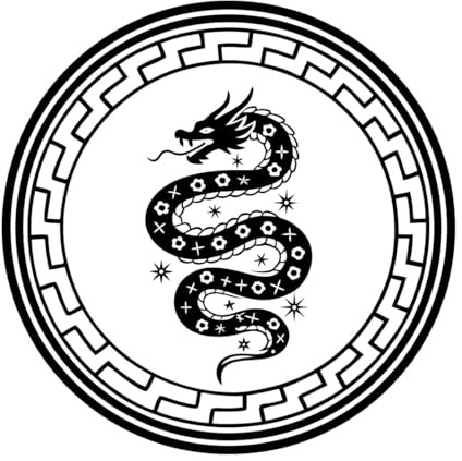 beaux signes du zodiaque chinois Stickers muraux 42x42cm Étanche Noir