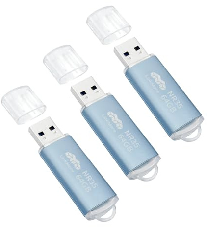 LinkMore Clef USB 64 Go Lot de 3 (NR35) Clé USB 3.2 64 GB, USB Flash Drive USB 3.0,Vitesse de Lecture jusqu'à 70 Mo/s