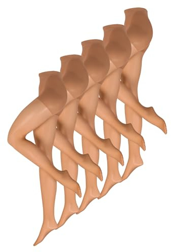 NUR DIE Damen Strumpfhose Goodbye Laufmaschen 20 DEN 5-Pack - transparente Strumpfhose mit Laufmaschen-Schutz, langlebig, elastisch & angenehm für den ganzen Tag