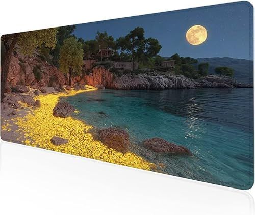 Musmatta gul spelmusmatta strand stor skrivbordsmatta 1 000 x 400 x 3 mm, arbete från hem väsentligheter halkfri gummibas specialstruktur vattentålig yta slitstark skrivbord matt för laptop Y1-643