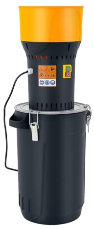 Elektrische Getreidemühle 1000W 19000 U/min mit 5 Sieben (2-8mm) für Getreide Mais Weizen Futtermittel und Gewürze – 25L Behälter inklusive Schraubenschlüssel & Tragegriff