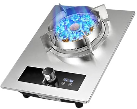 Fornello a gas, 5,2 kW, fornello a gas da campeggio, bruciatore singolo con timer e protezione contro la fiamma, conversione gas LP, alte prestazioni di fiamma