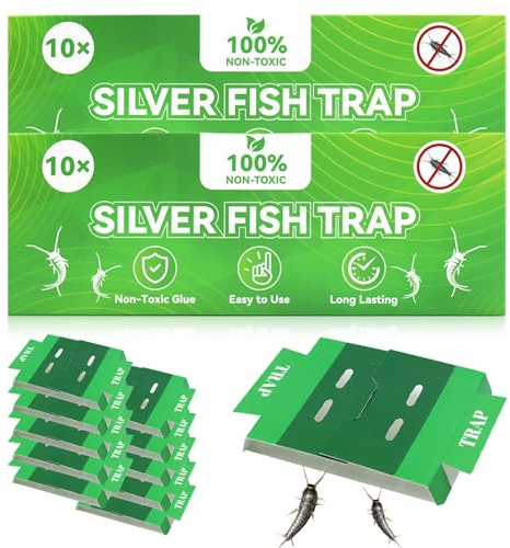 20 trampas para pececillos de plata, sin veneno, 23,1 x 8 cm, trampa adhesiva, trampa para pececillos de plata, para la higiene en el hogar, uso práctico, verde