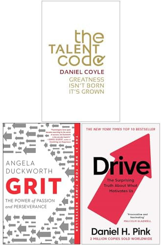 The Talent Code, Grit: The Power of Passion and Perseverance, Drive The Surprising Truth About What Motivates Us 3 Books Collection Set